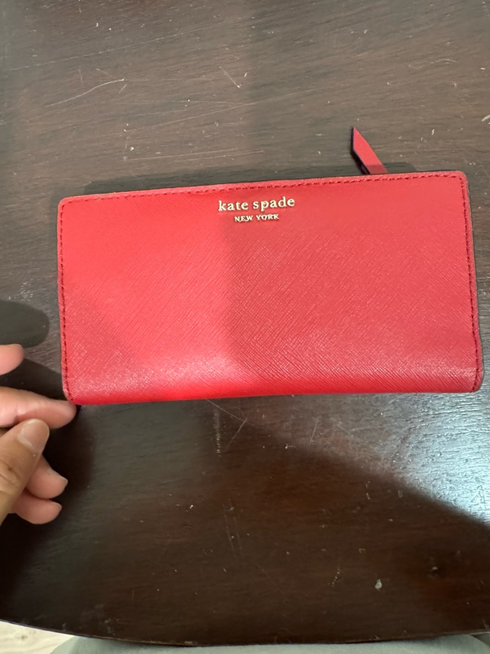 kate spade red zip-around wallet